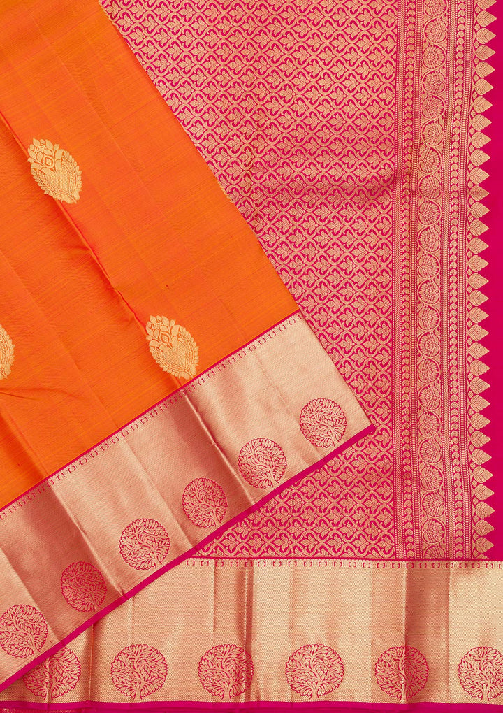Orange Zariwork Banarasi Pure Silk Saree
