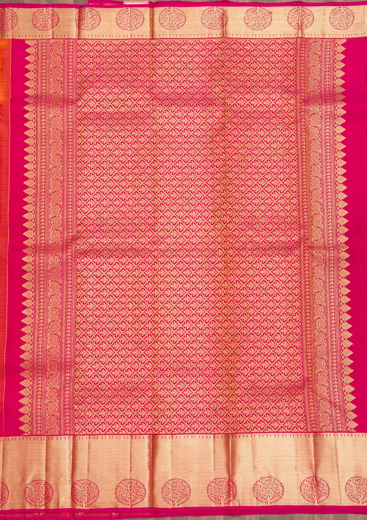 Orange Zariwork Banarasi Pure Silk Saree