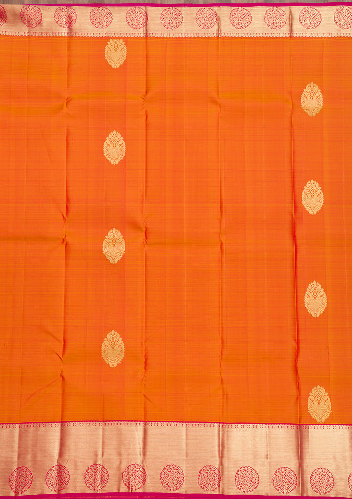 Orange Zariwork Banarasi Pure Silk Saree