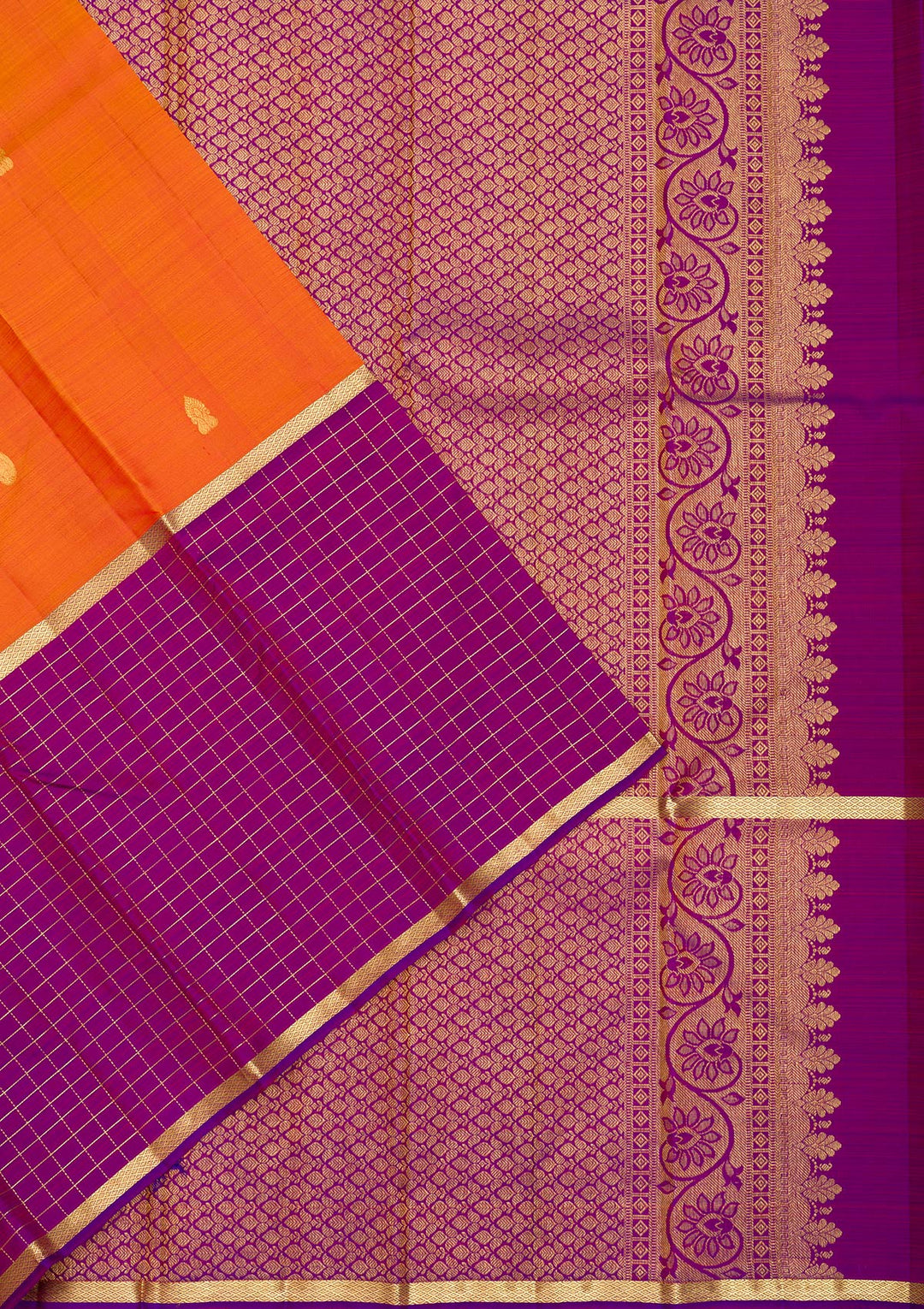Orange Zariwork Pure Silk Saree