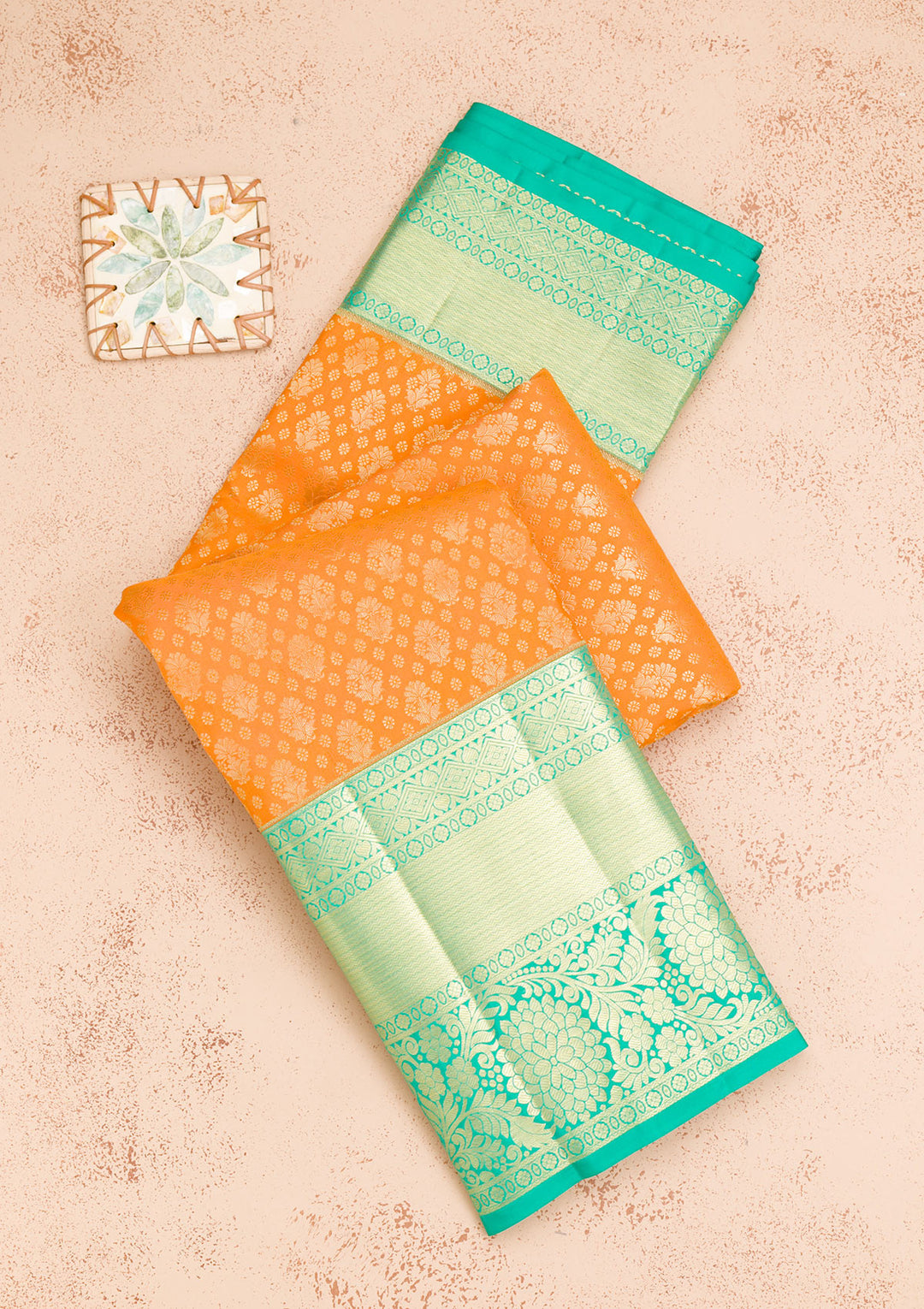 Orange Zariwork Pure Silk Saree