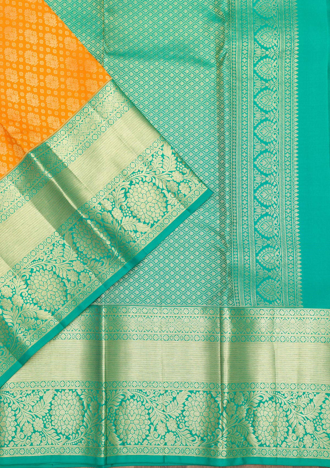 Orange Zariwork Pure Silk Saree