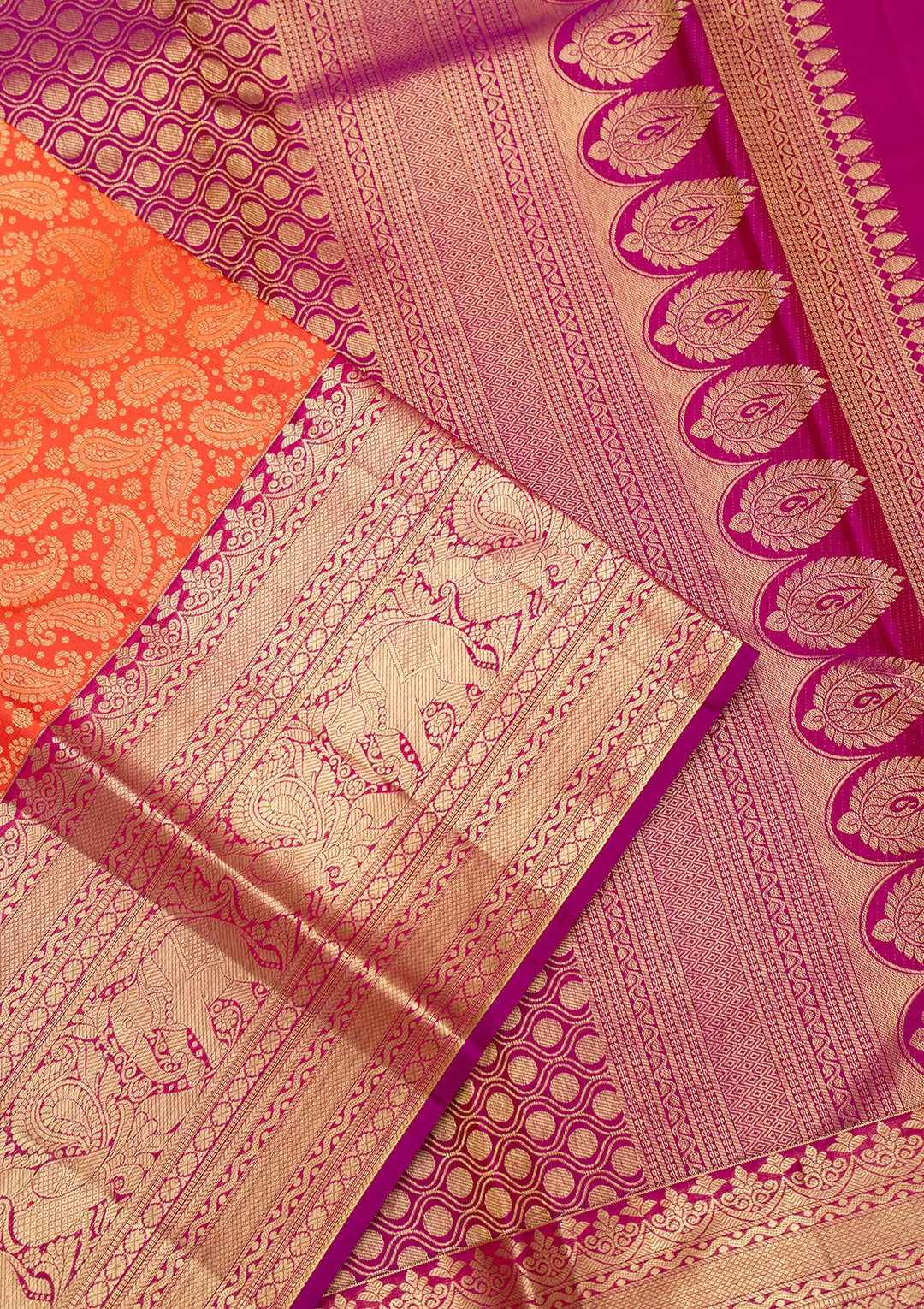 Orange Zariwork Pure Silk Saree