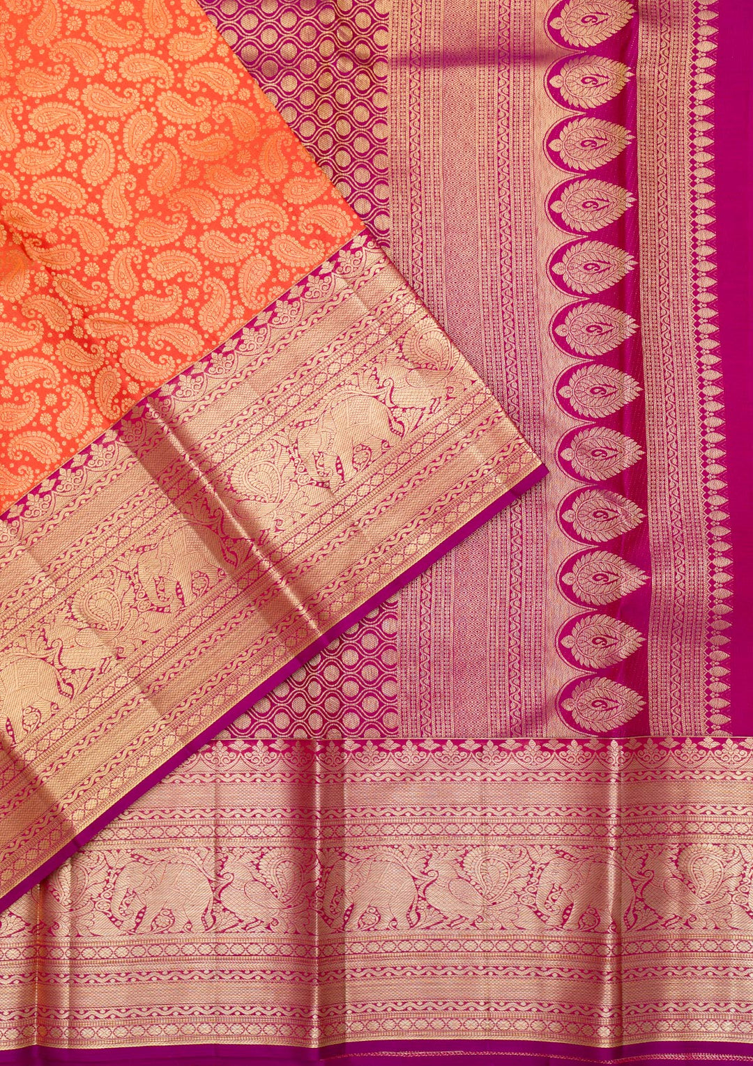 Orange Zariwork Pure Silk Saree