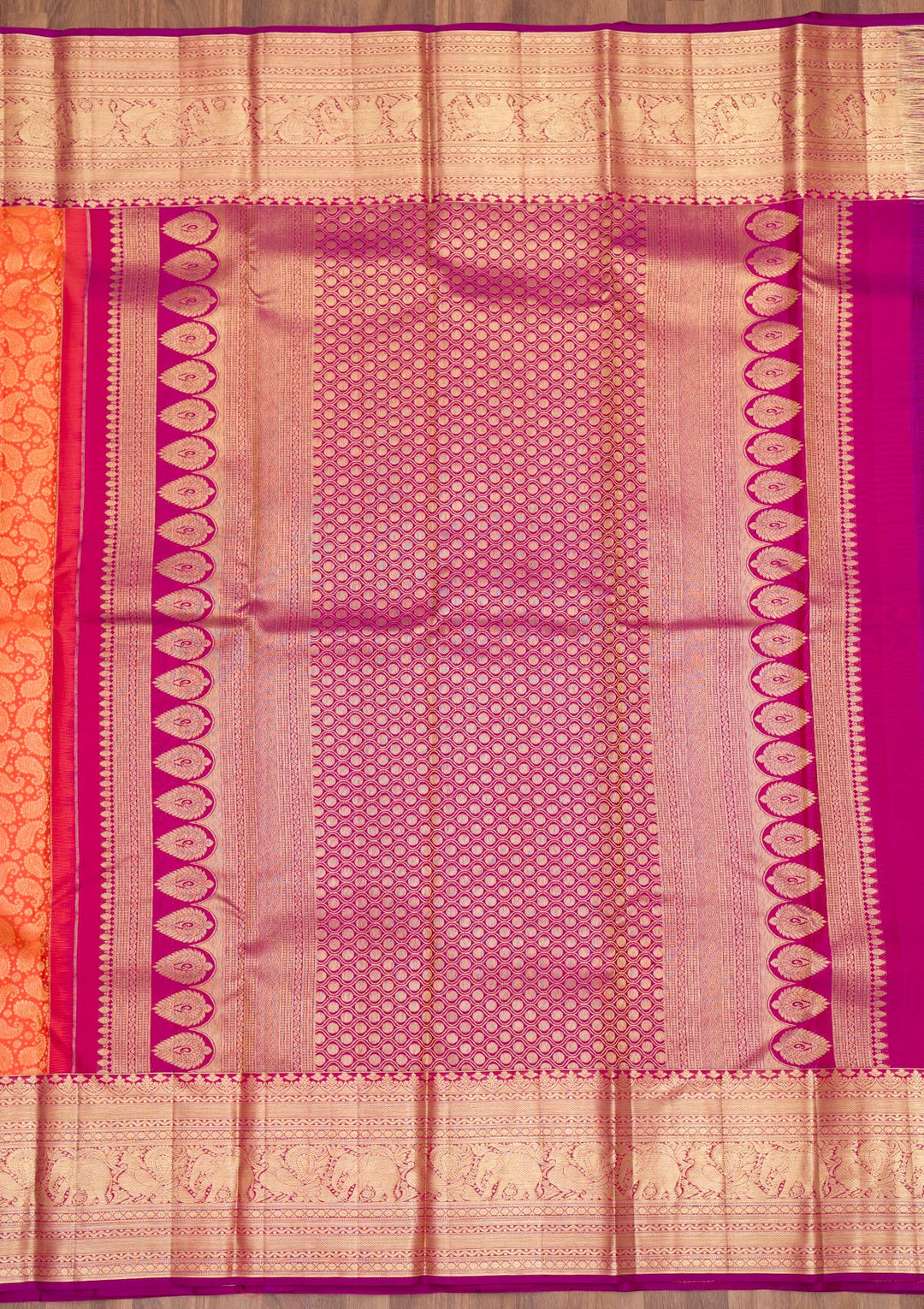 Orange Zariwork Pure Silk Saree