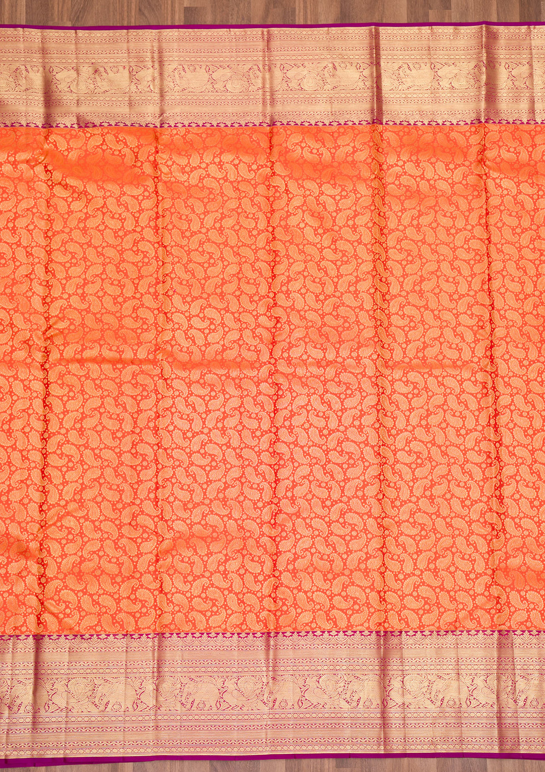 Orange Zariwork Pure Silk Saree