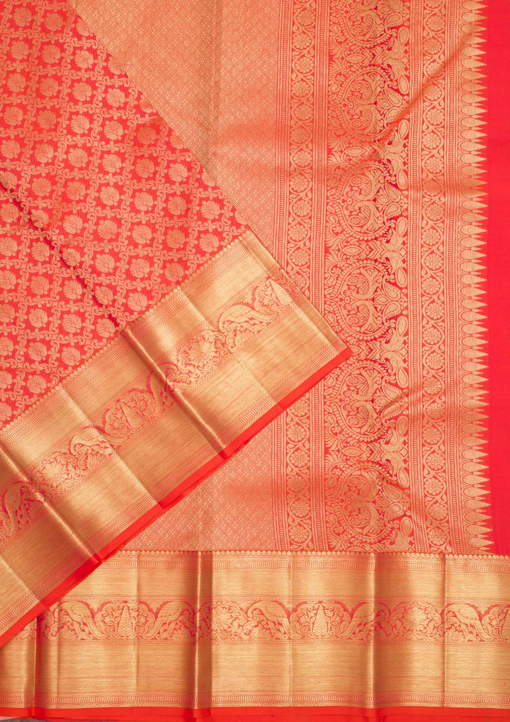 Orange Zariwork Banarasi Pure Silk Saree