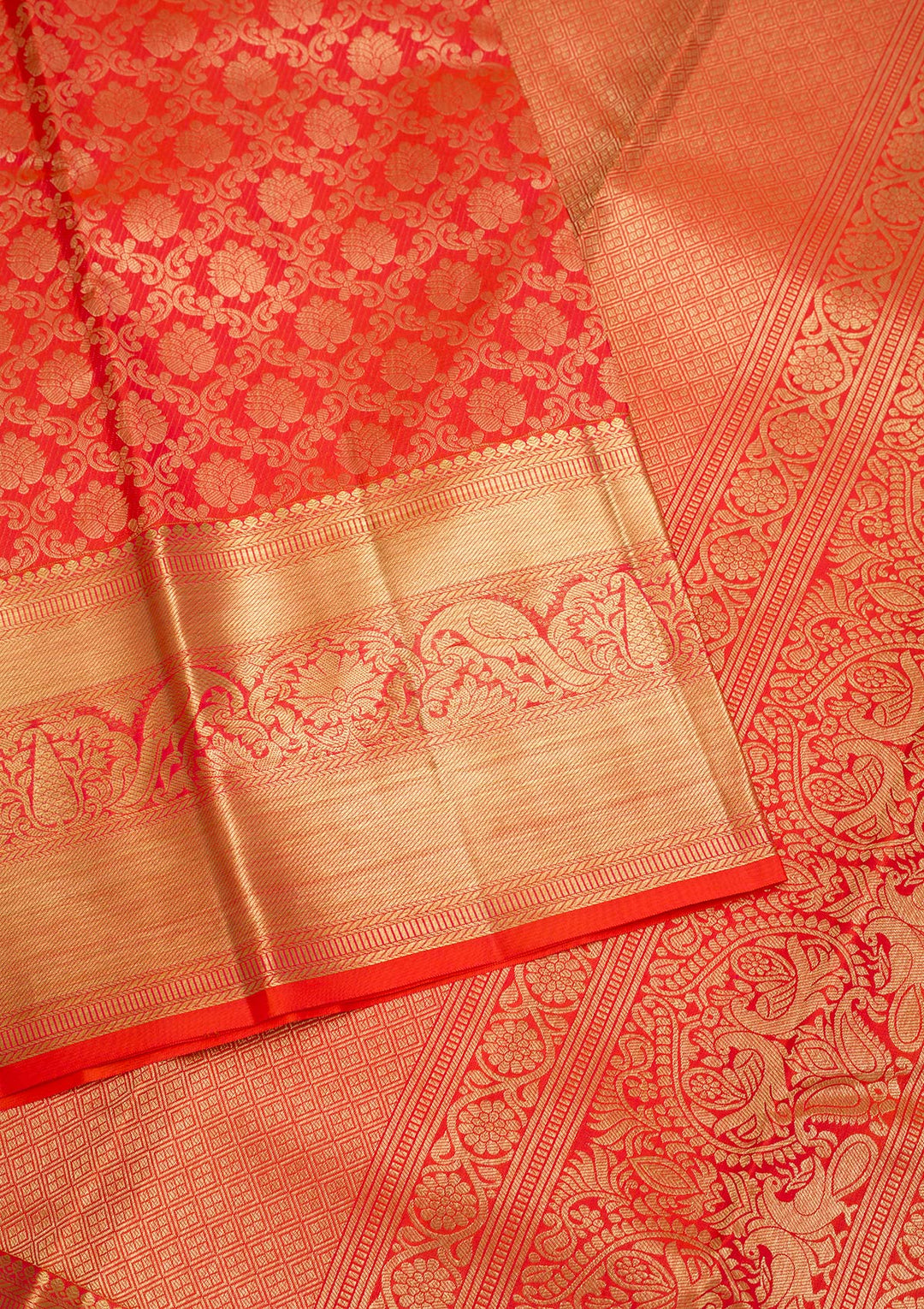 Orange Zariwork Banarasi Pure Silk Saree