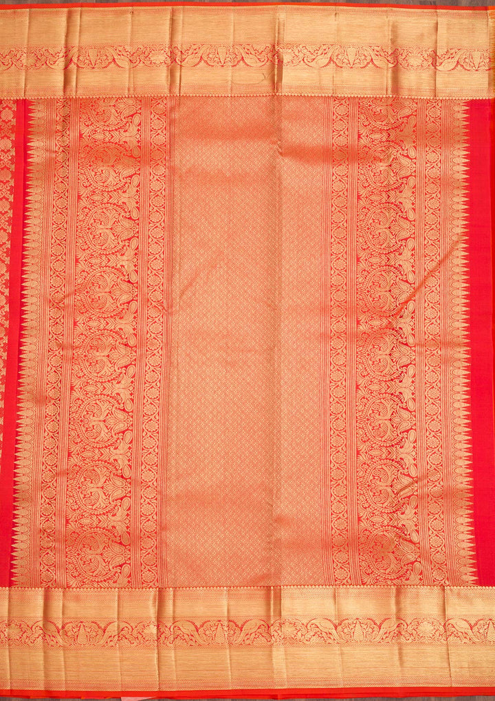 Orange Zariwork Banarasi Pure Silk Saree