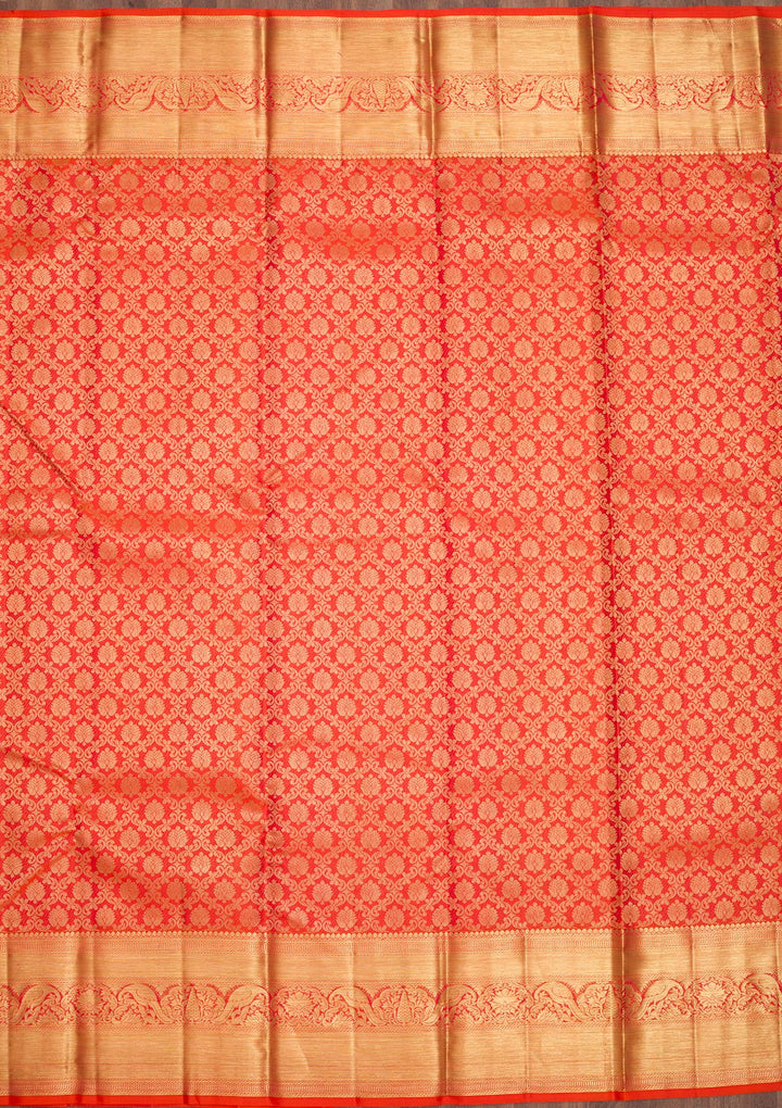 Orange Zariwork Banarasi Pure Silk Saree