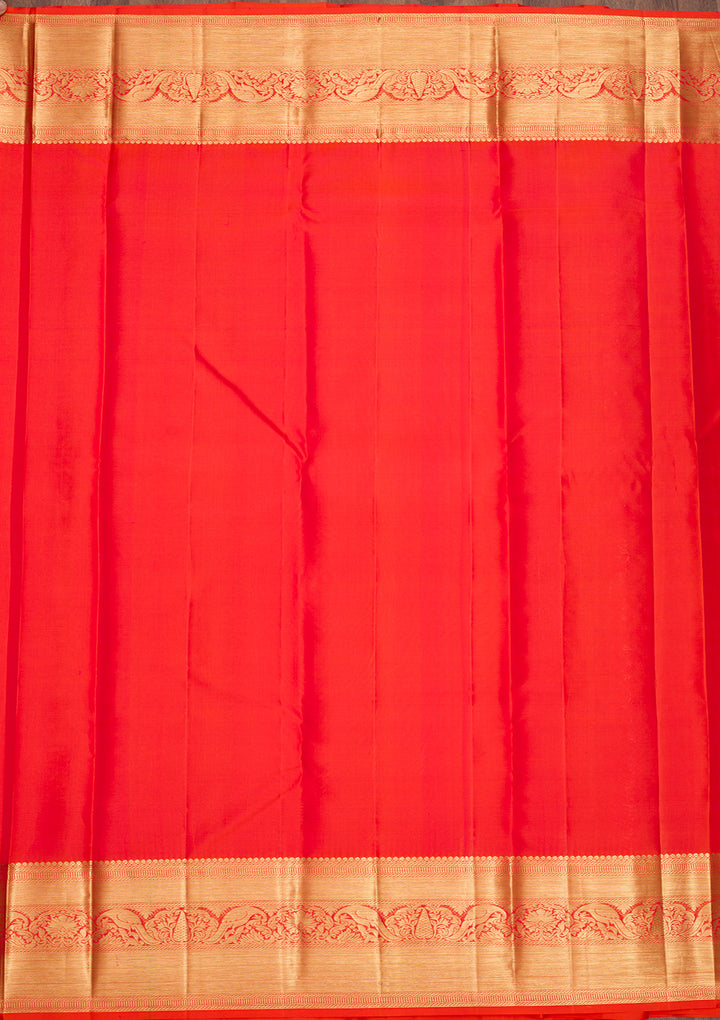 Orange Zariwork Banarasi Pure Silk Saree