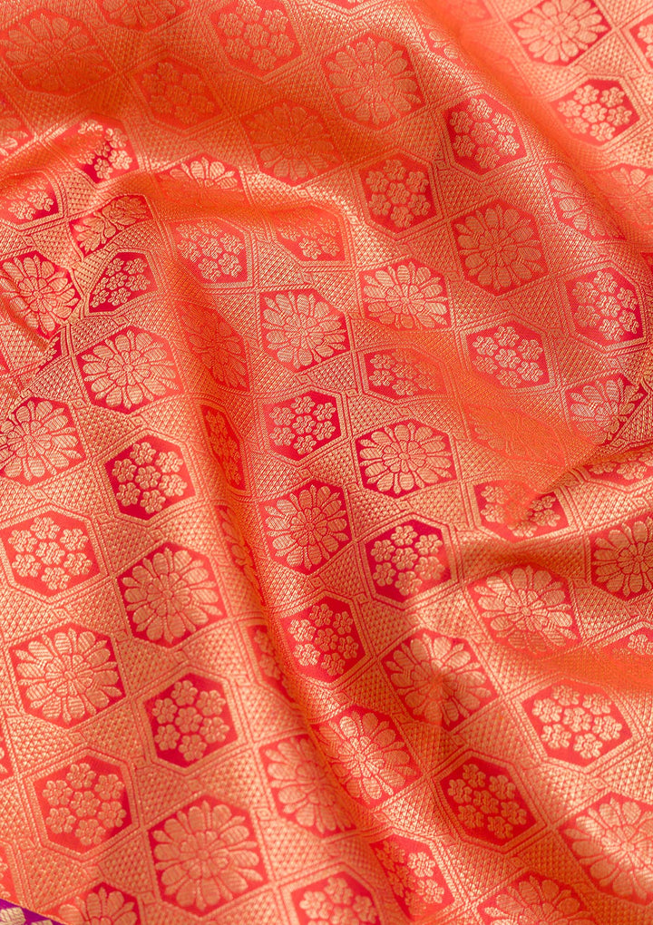 Orange Zariwork Pure Silk Saree