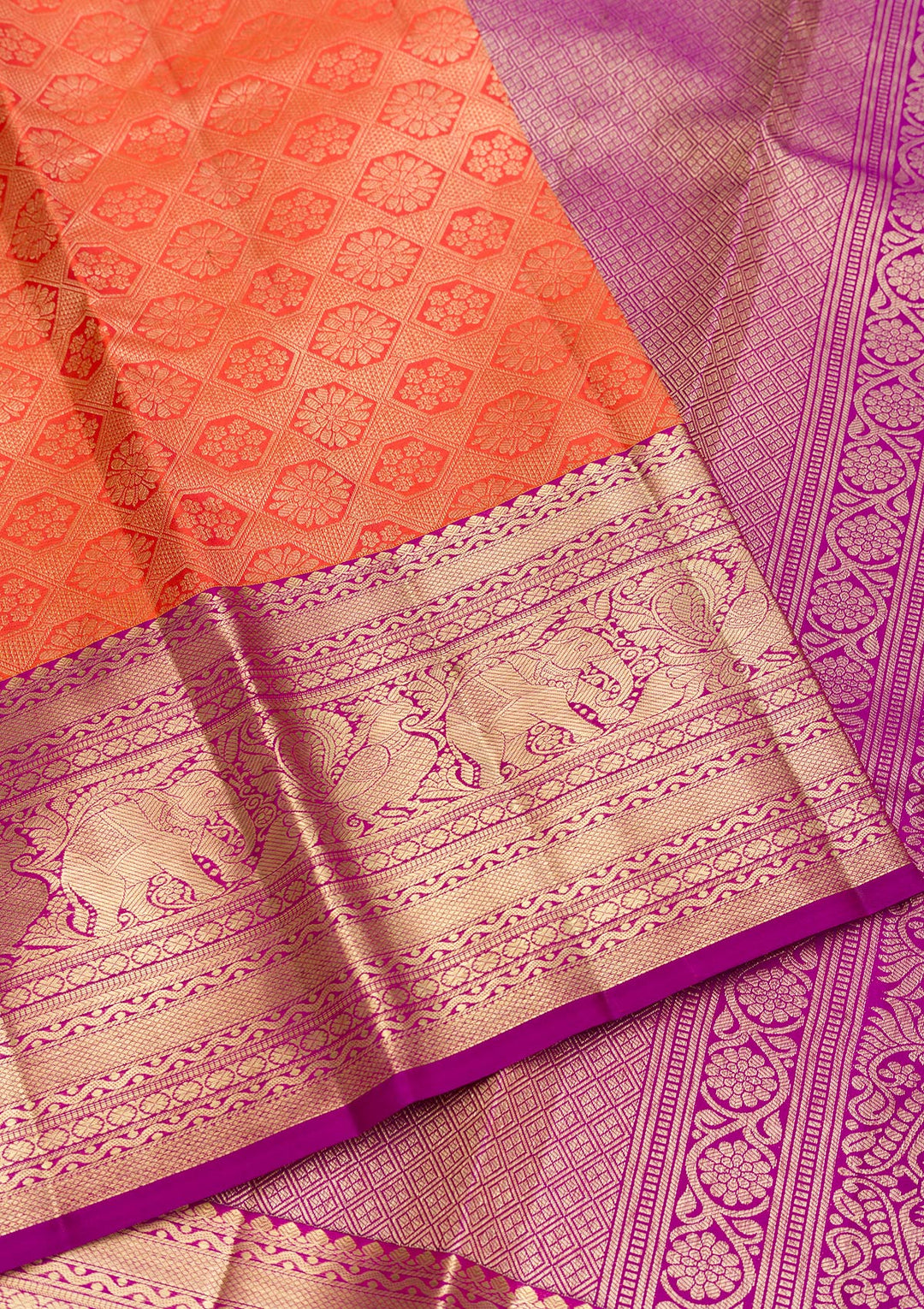 Orange Zariwork Pure Silk Saree