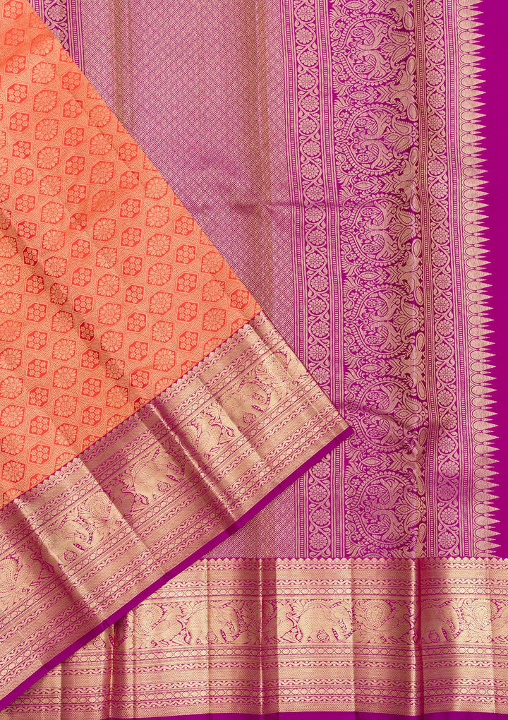 Orange Zariwork Pure Silk Saree