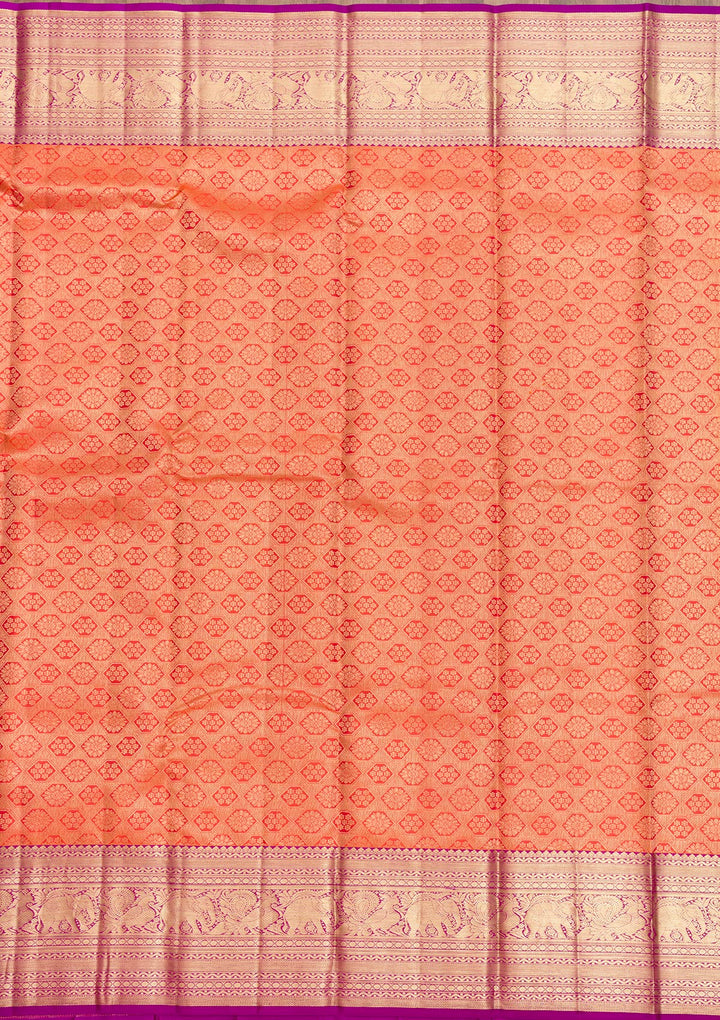 Orange Zariwork Pure Silk Saree
