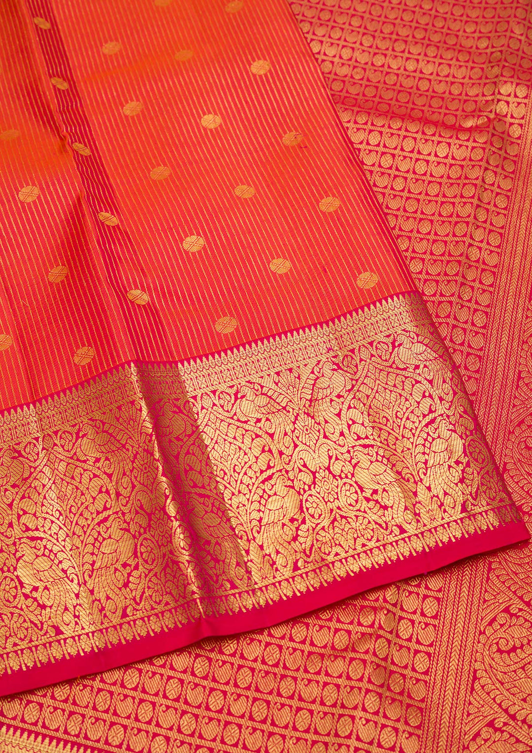 Orange Zariwork Kanjivaram Pure Silk Saree