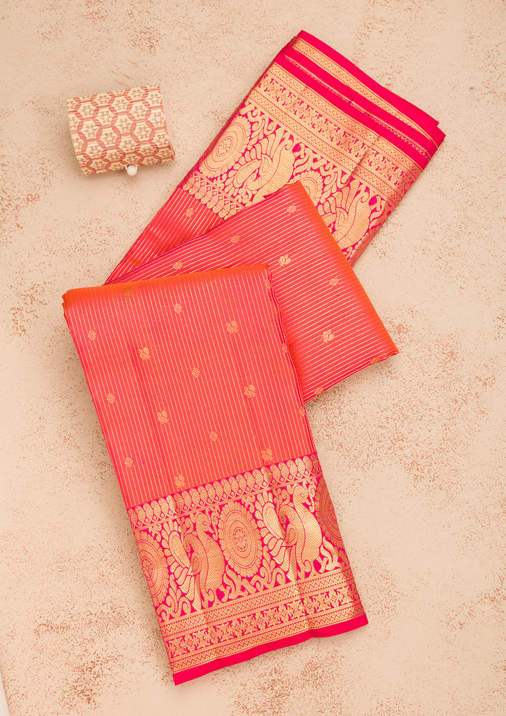 Orange Zariwork Pure Silk Saree