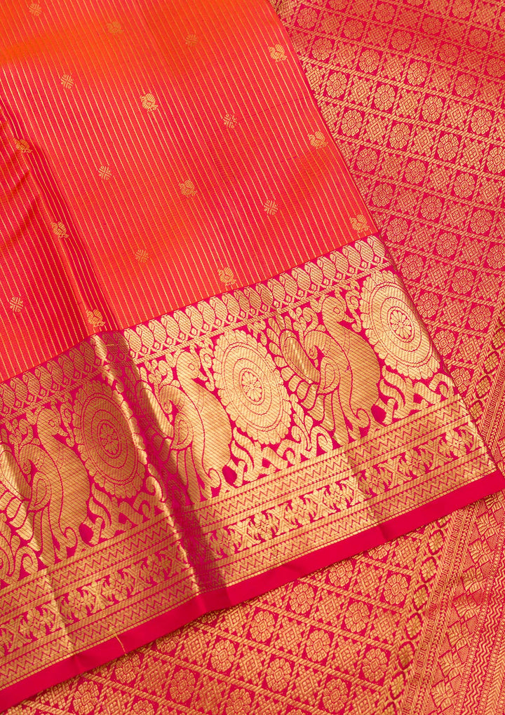 Orange Zariwork Pure Silk Saree