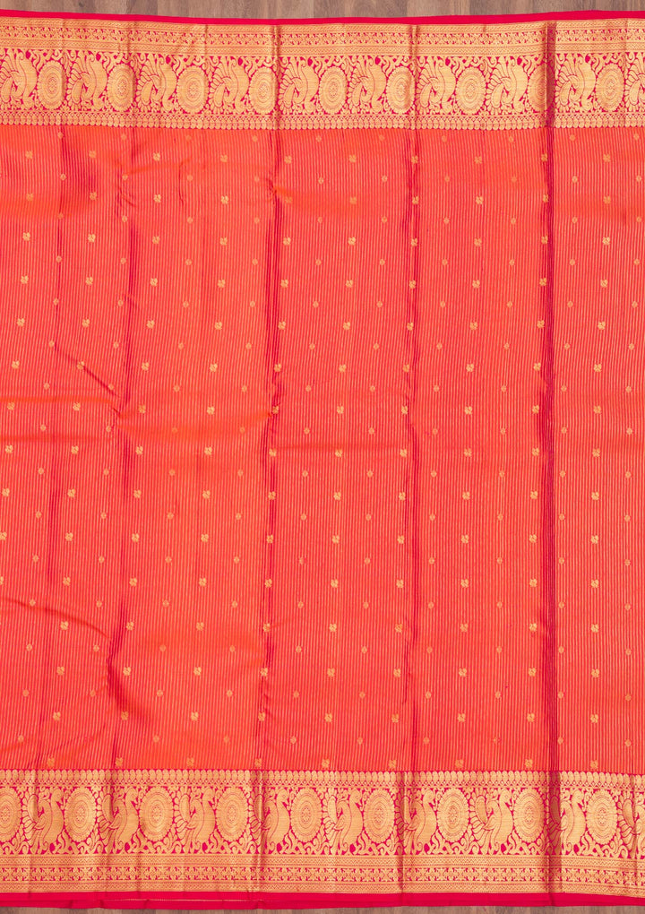 Orange Zariwork Pure Silk Saree
