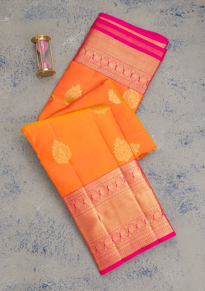 Orange Zariwork Banarasi Pure Silk Saree