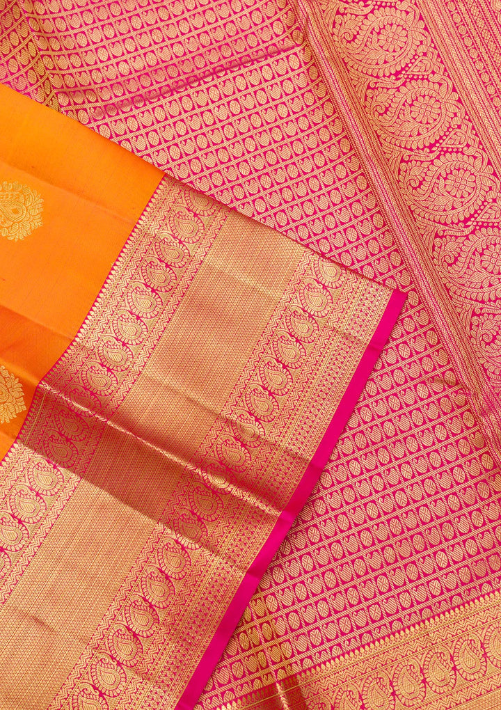 Orange Zariwork Banarasi Pure Silk Saree
