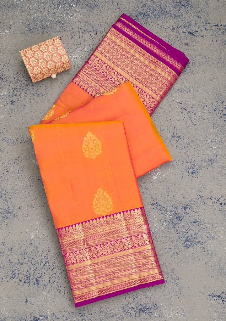 Orange Zariwork Banarasi Pure Silk Saree