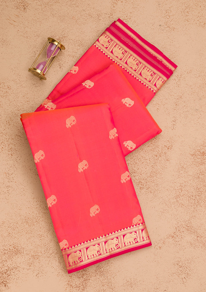 Orange Zariwork Pure Silk Saree