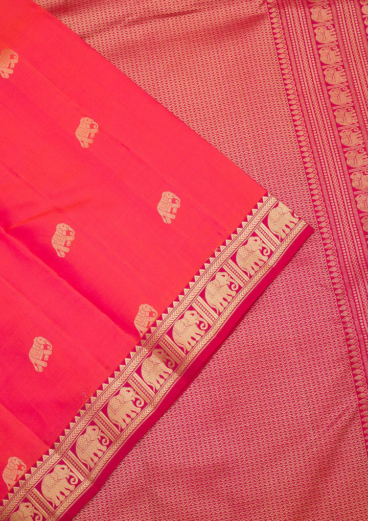 Orange Zariwork Pure Silk Saree