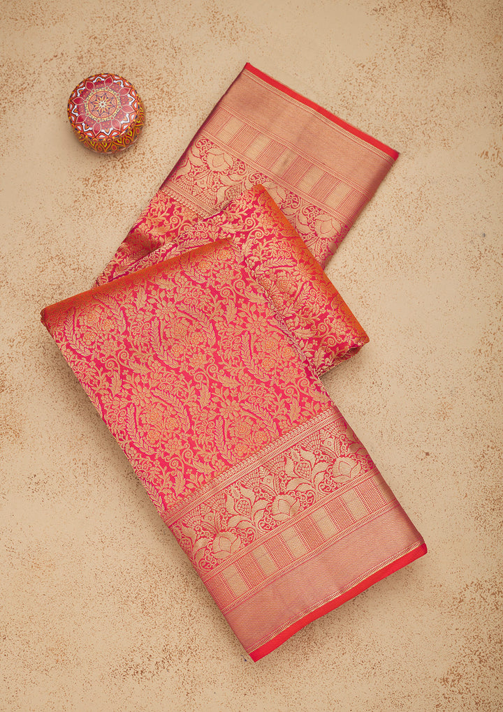 Orange Zariwork Pure Silk Saree
