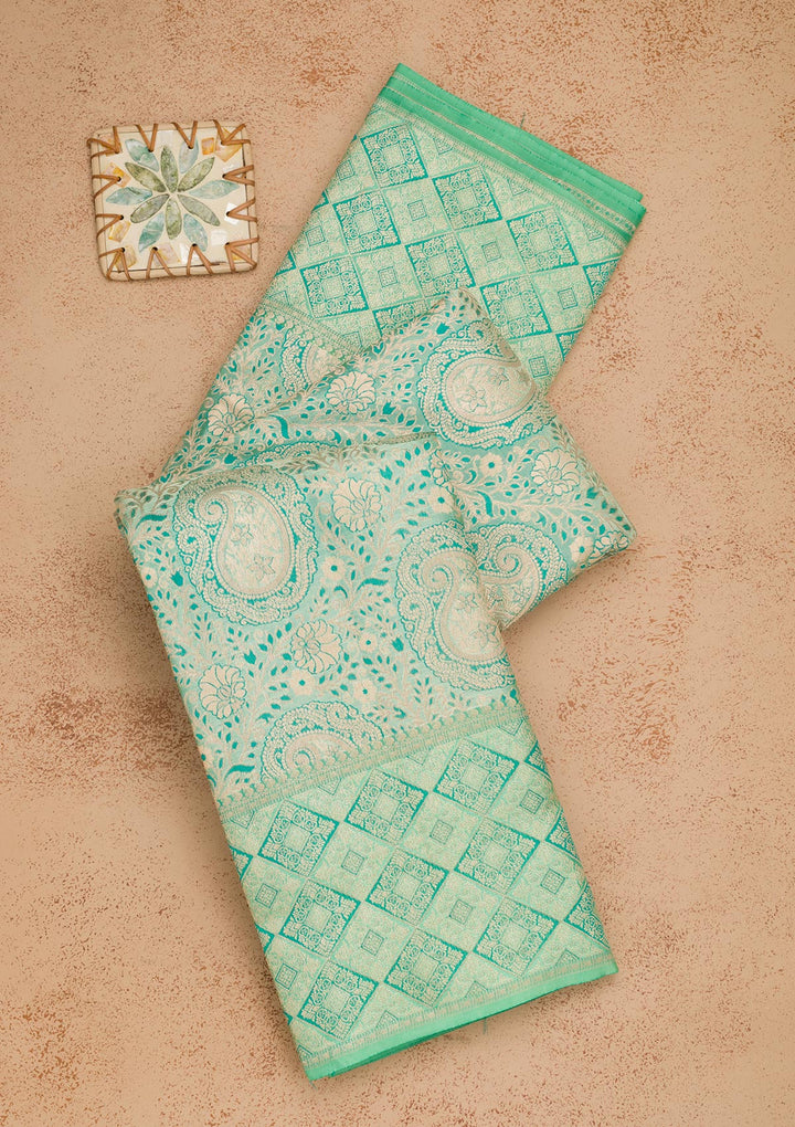 Sea Green Zariwork Pure Silk Saree