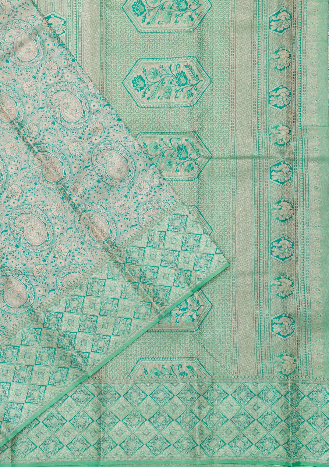Sea Green Zariwork Pure Silk Saree