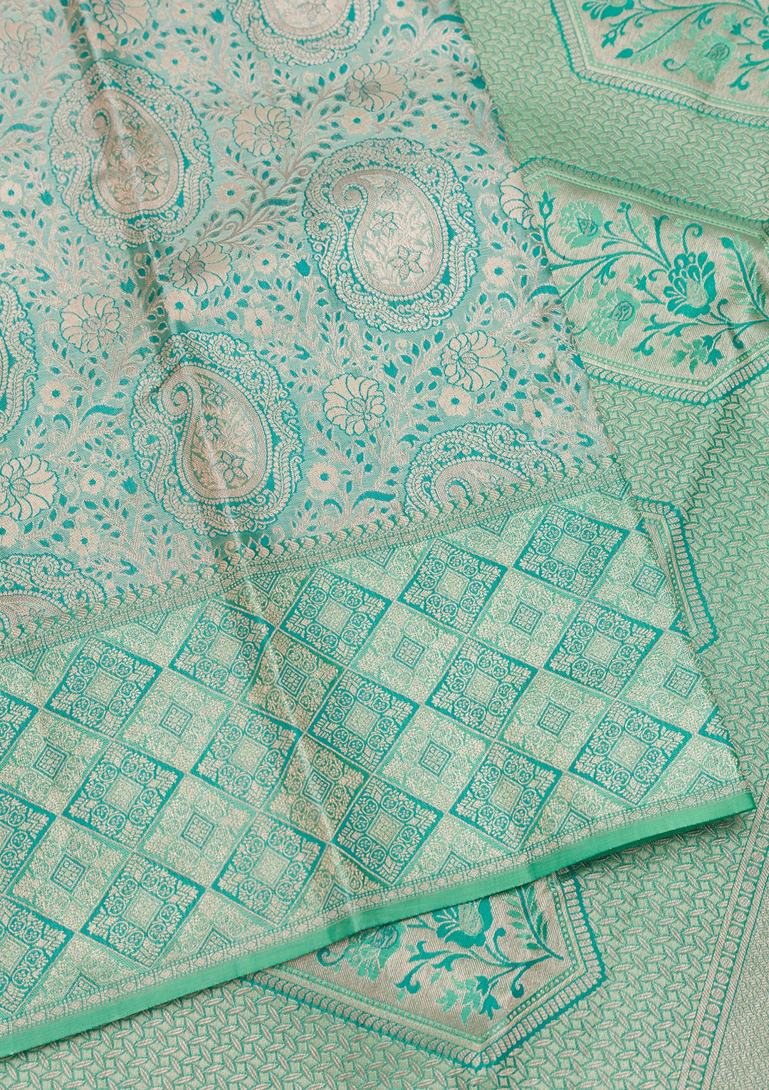 Sea Green Zariwork Pure Silk Saree