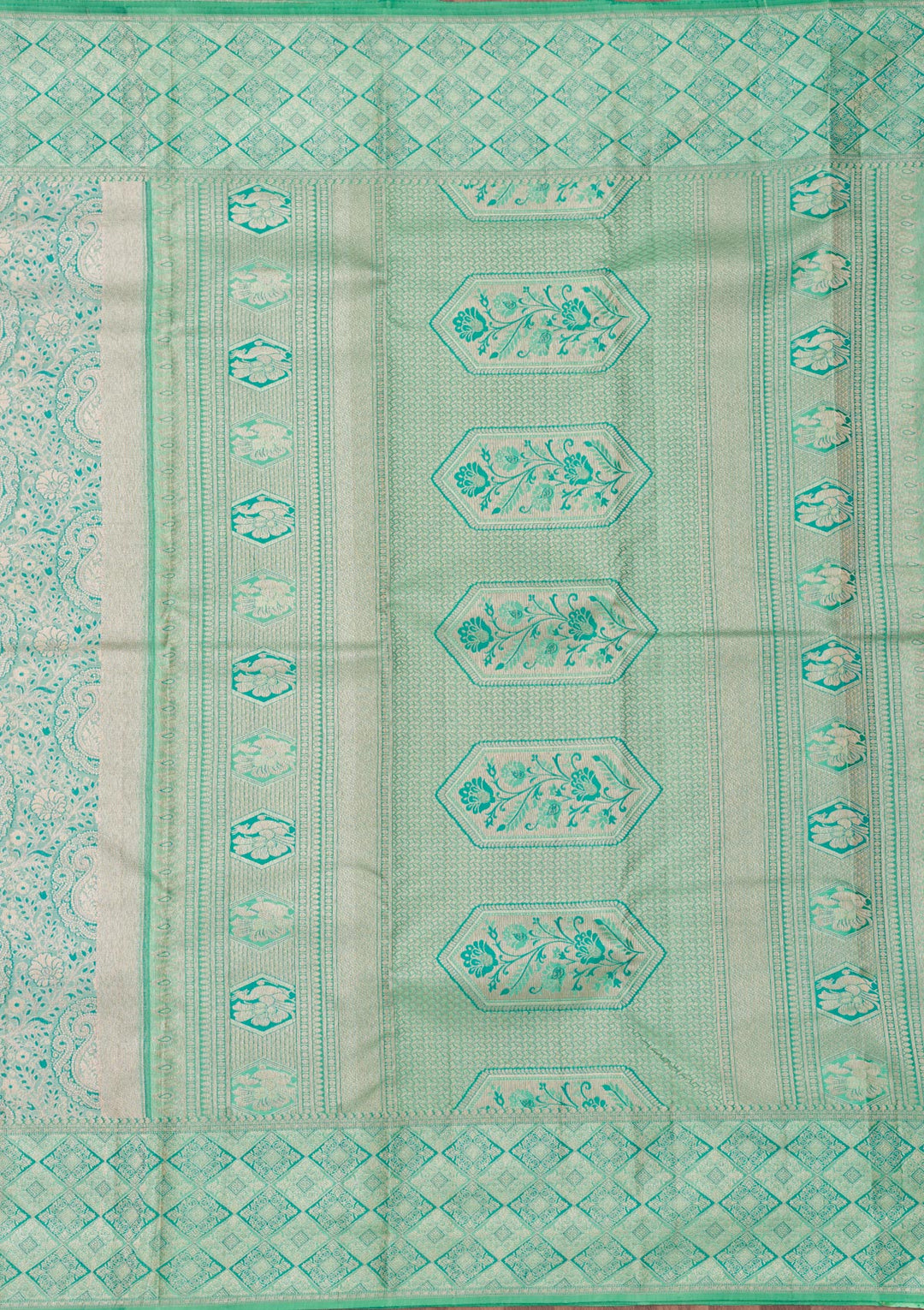 Sea Green Zariwork Pure Silk Saree