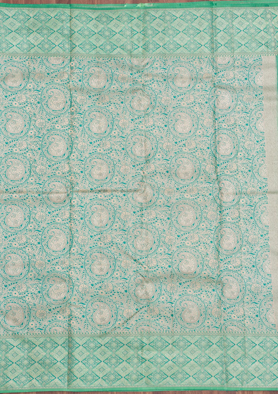 Sea Green Zariwork Pure Silk Saree