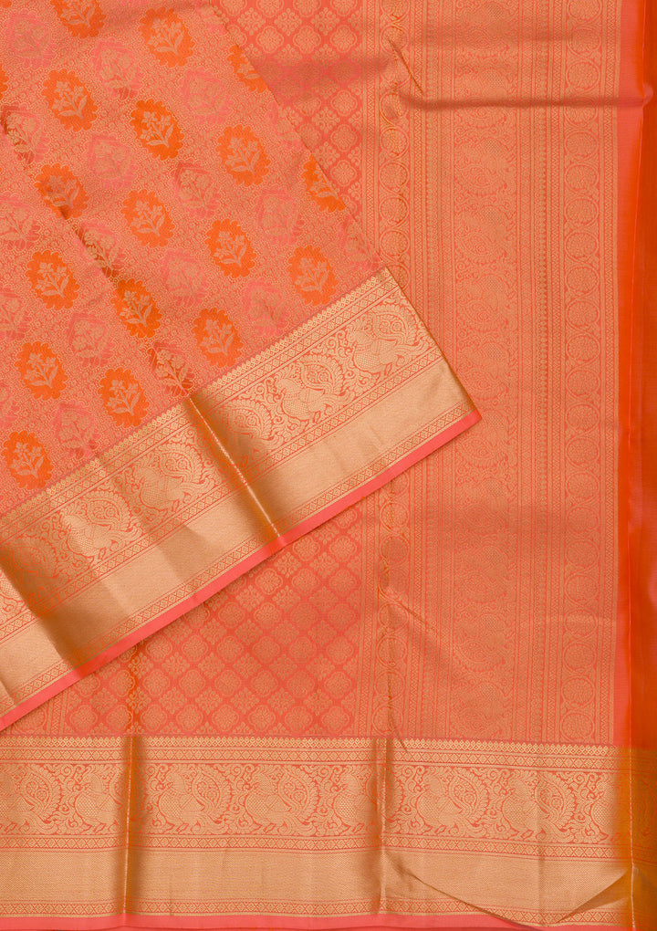 Orange Zariwork Pure Silk Saree