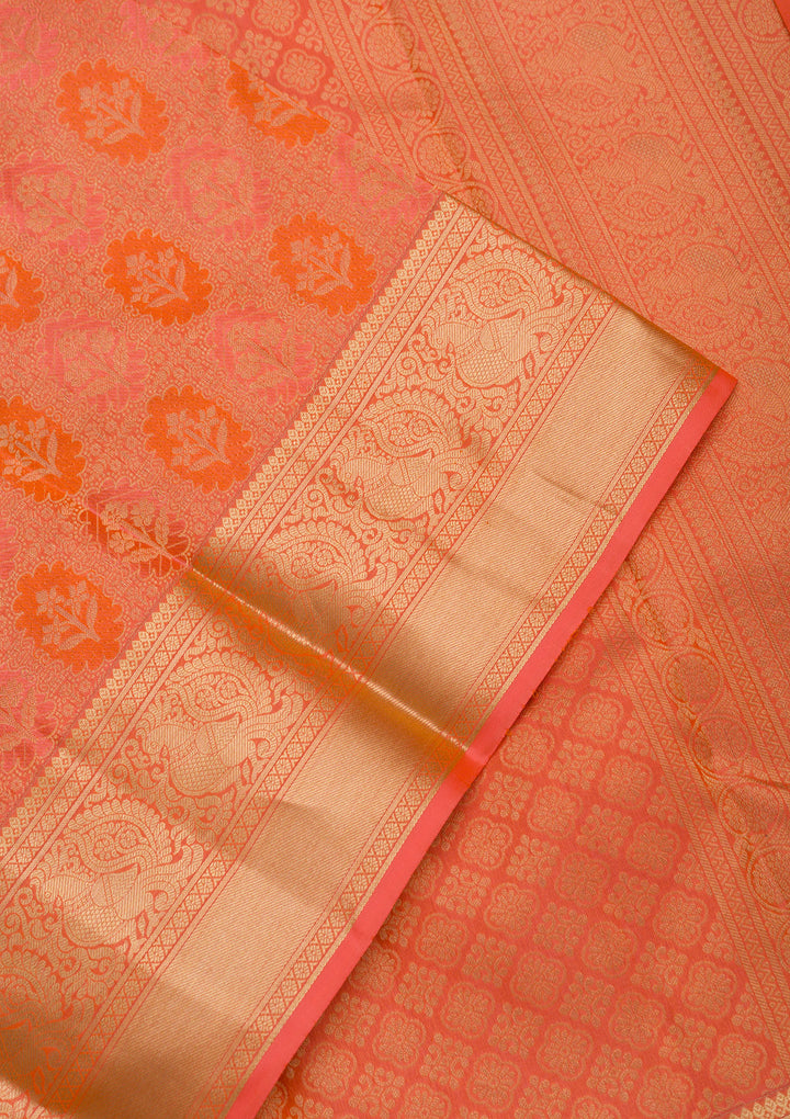 Orange Zariwork Pure Silk Saree
