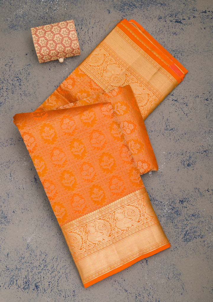 Orange Zariwork Pure Silk Saree