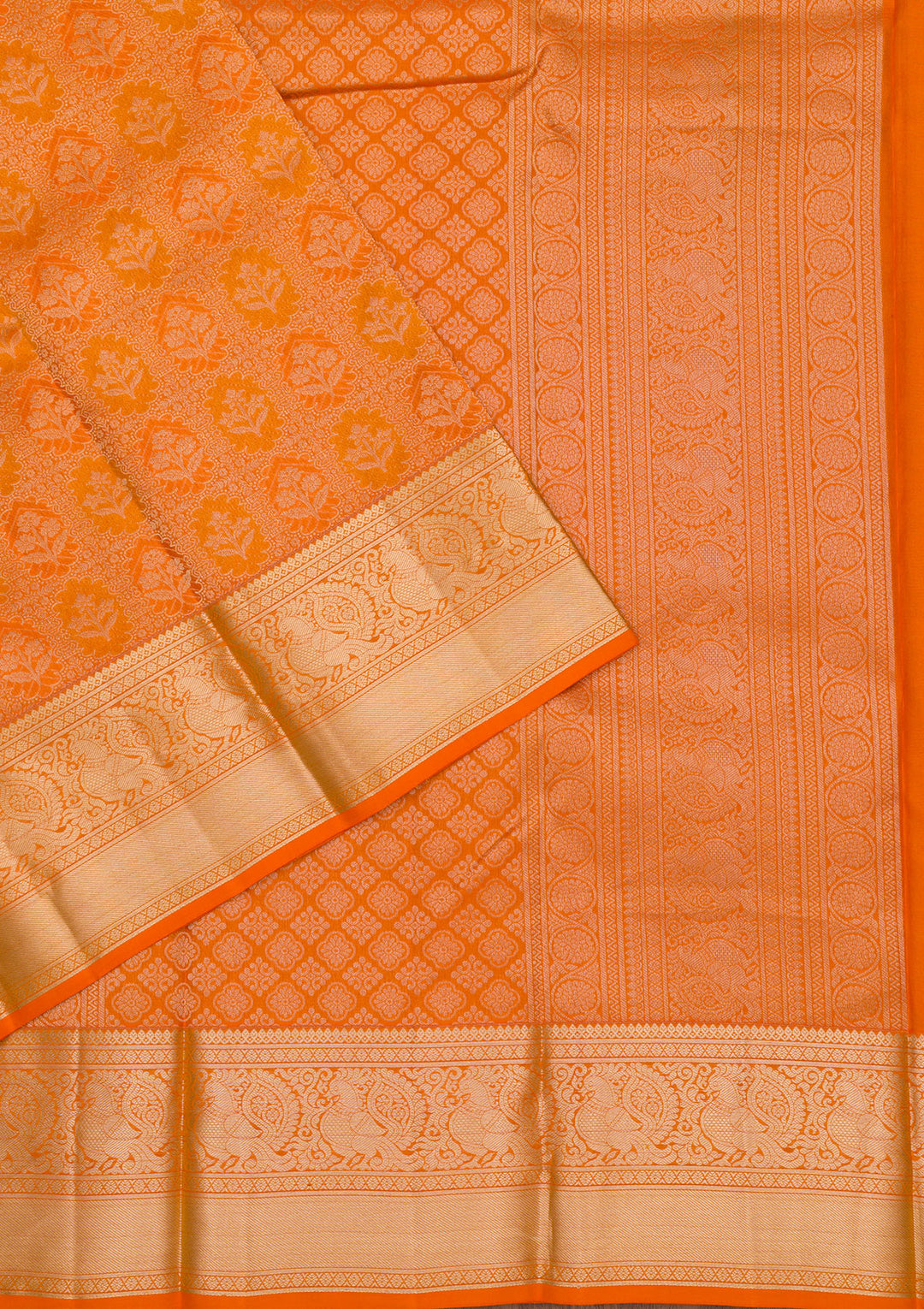 Orange Zariwork Pure Silk Saree