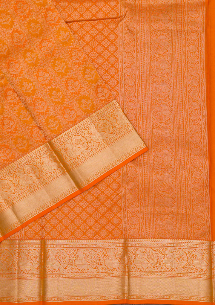 Orange Zariwork Pure Silk Saree