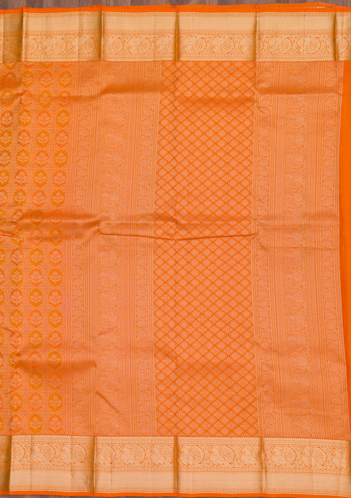 Orange Zariwork Pure Silk Saree