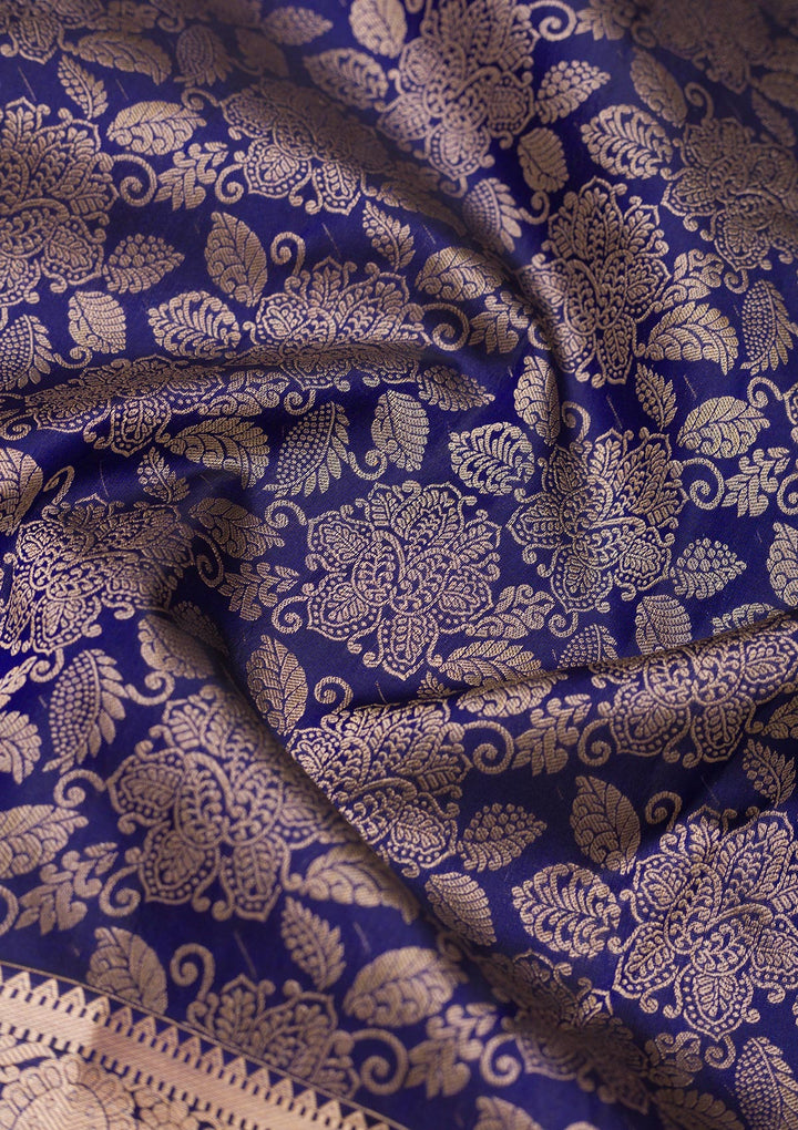 Royal Blue Zariwork Pure Silk Saree