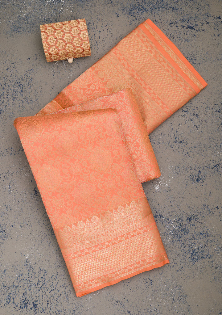 Orange Zariwork Pure Silk Saree