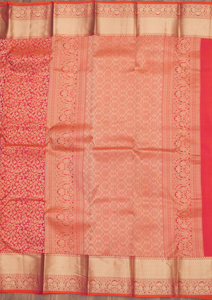 Orange Zariwork Pure Silk Saree
