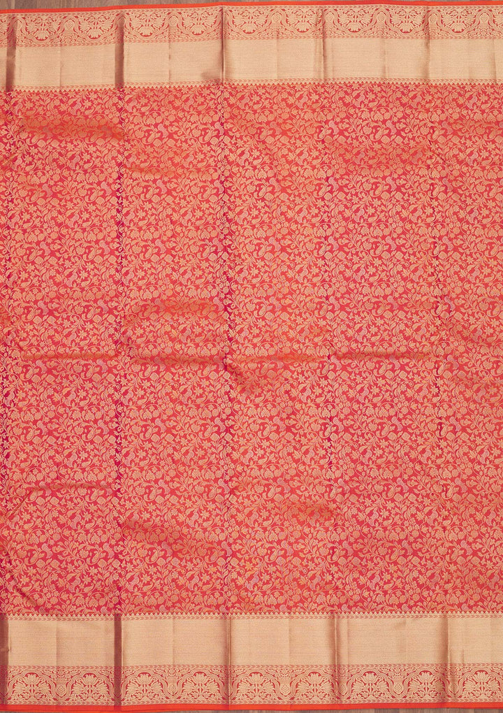 Orange Zariwork Pure Silk Saree