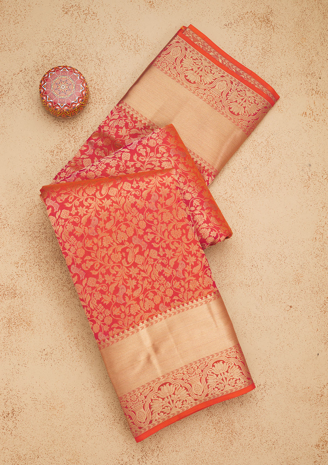 Orange Zariwork Pure Silk Saree