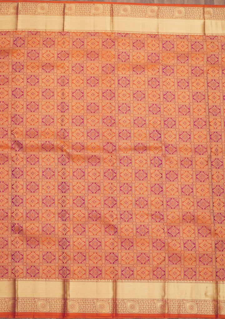 Orange Zariwork Pure Silk Saree