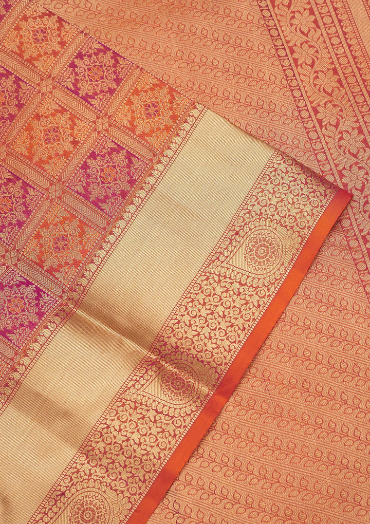 Orange Zariwork Pure Silk Saree
