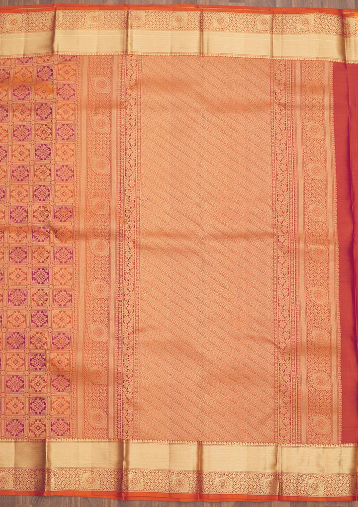 Orange Zariwork Pure Silk Saree