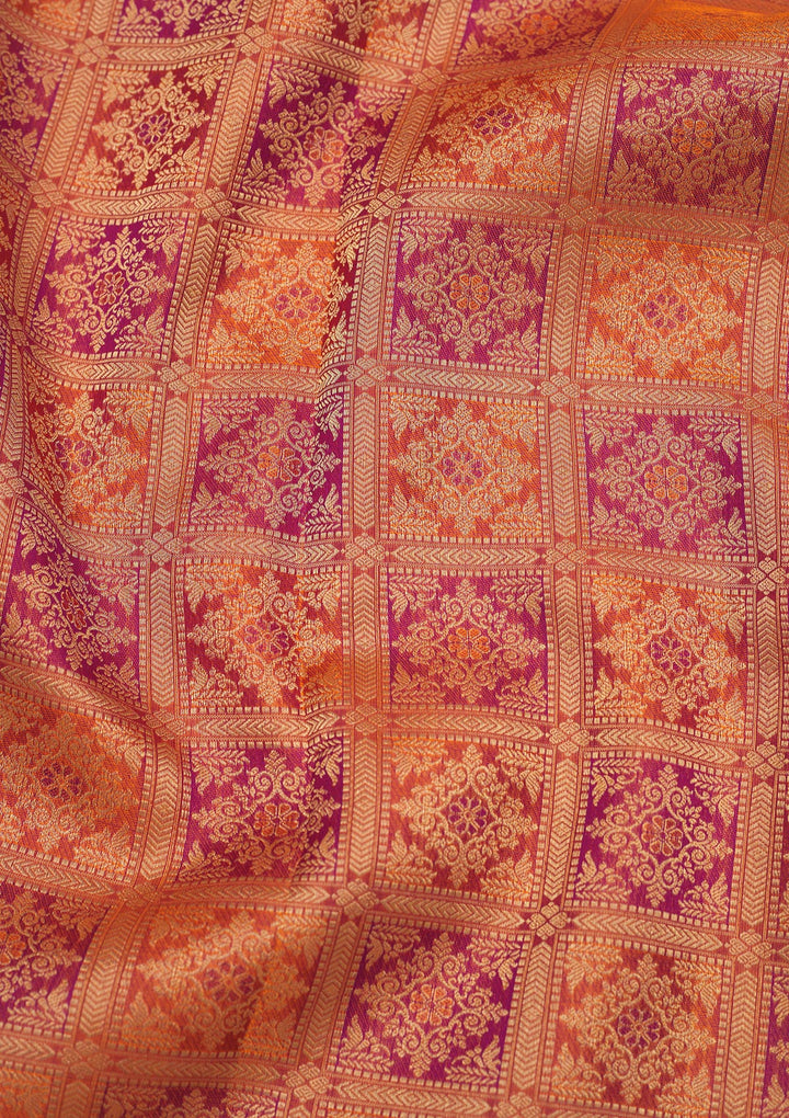Orange Zariwork Pure Silk Saree