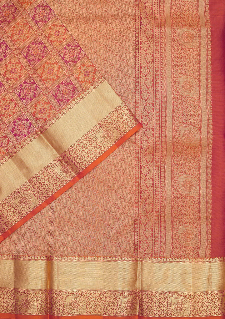 Orange Zariwork Pure Silk Saree